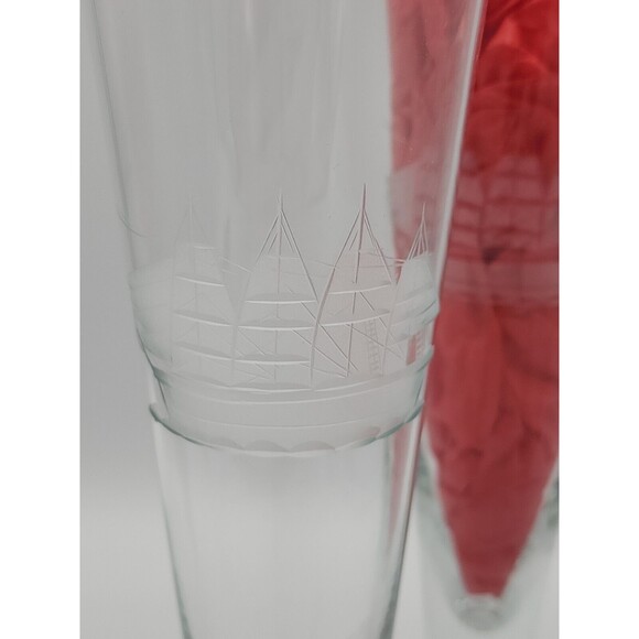 VTG Crystal Etched Pilsner Glasses Clipper Sailing Ship 10 1/8" 1979 Set of 3 - Picture 9 of 12